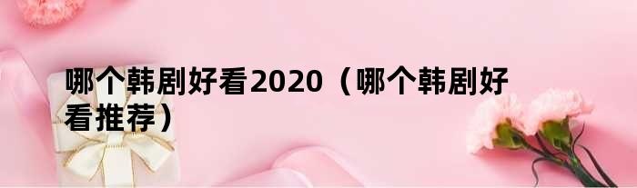 哪个韩剧好看2020（哪个韩剧好看推荐）